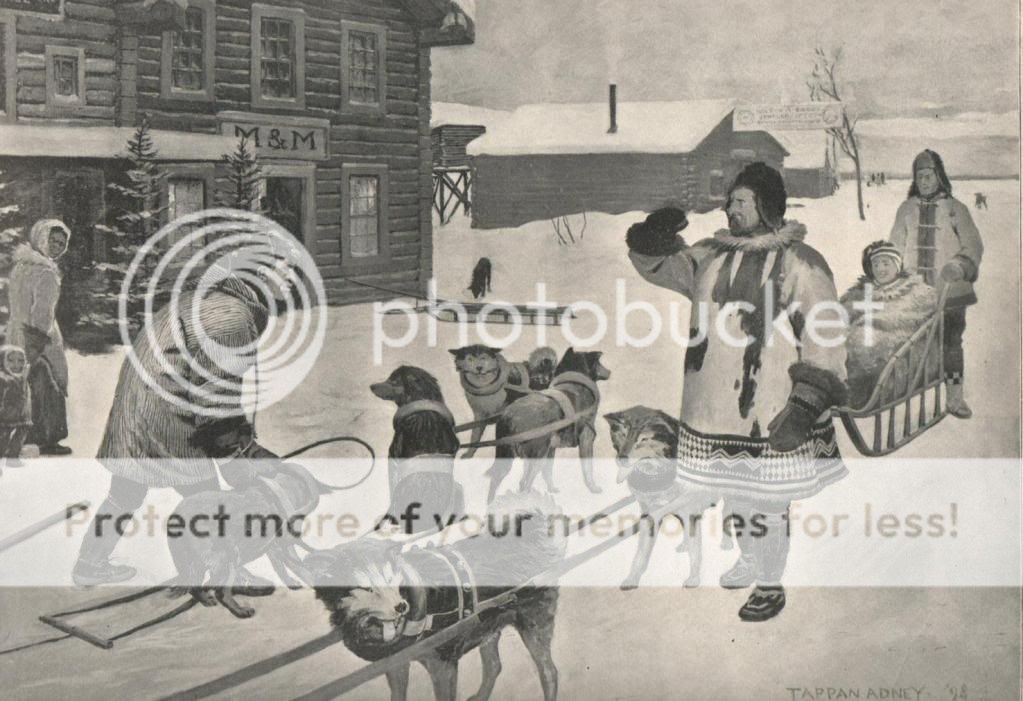 1898 Antique Print Dog Sled Dawson Klondike Gold Rush